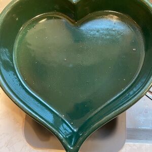 Green Heart-Shaped Ceramic Dish